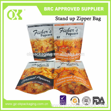 food packaging zipper plastic resealable stand up pouch